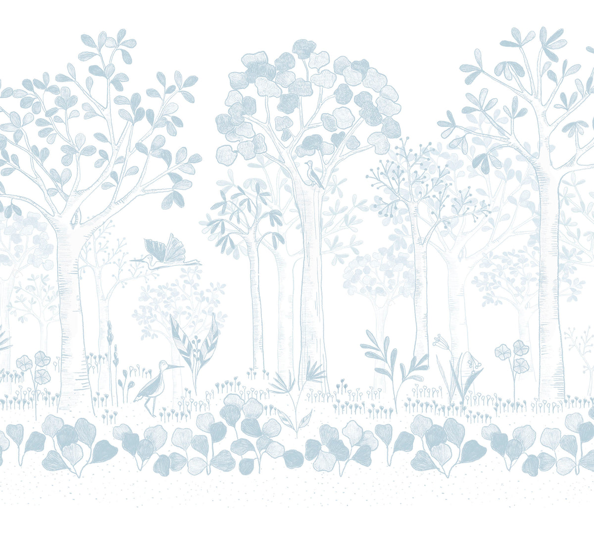 Mural de Parede Folhas Flutuantes – cor azul – 300x270 cm