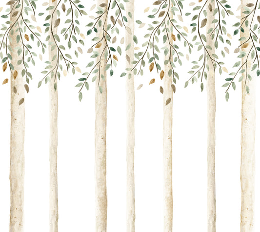 Autumn Forest Mural – green – 300x270 cm