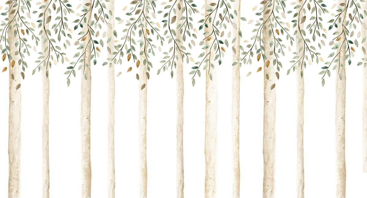Autumn Forest Mural – green – 500x270 cm