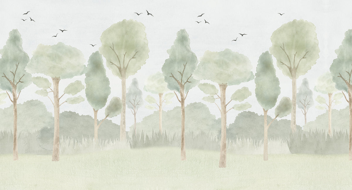 Forest Mural – green – 500x270 cm