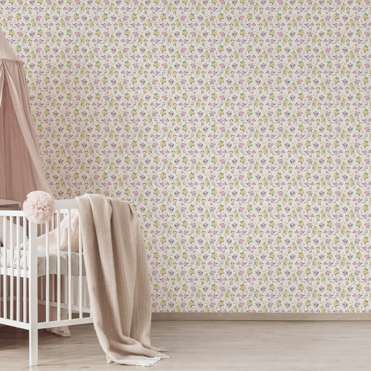 Little Chalk Garden Wallpaper – white