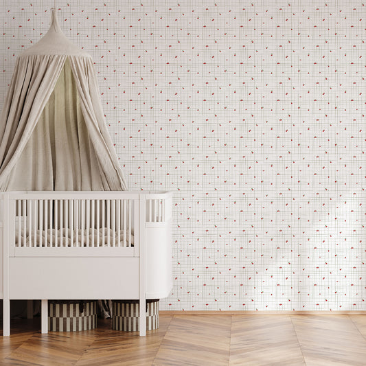 Papel de Parede Sheepy Grid Cereja