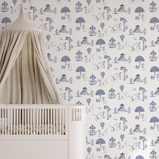 Toile de Jouy Wallpaper – blue