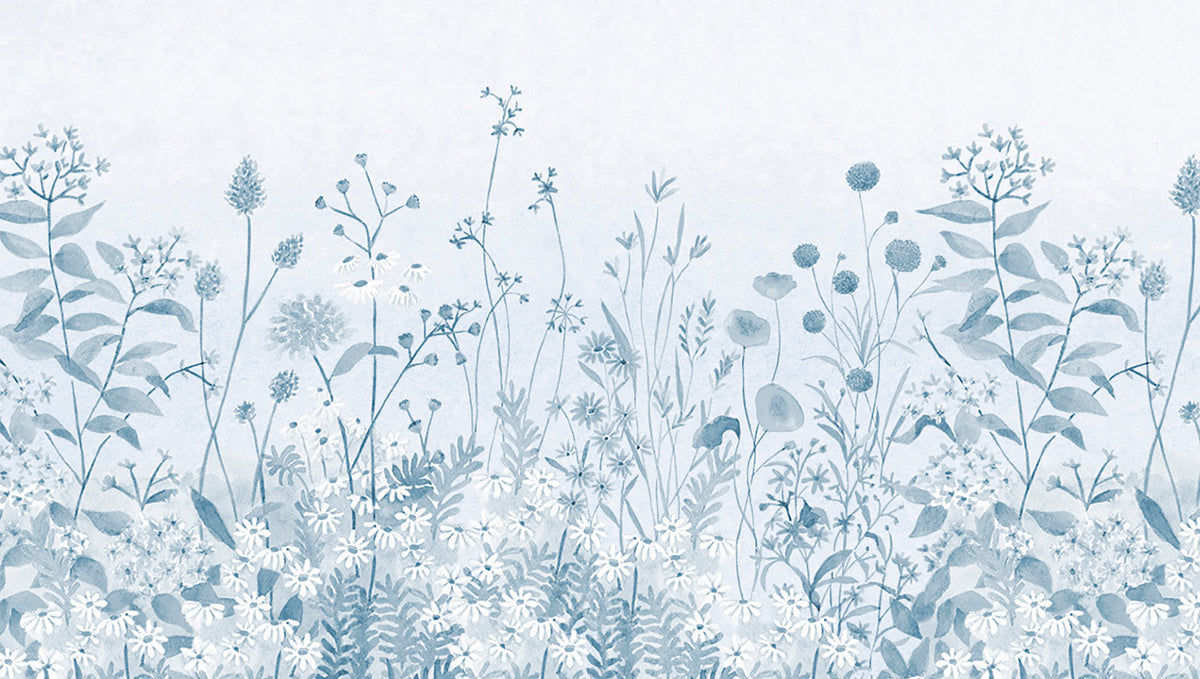 Lush Garden Mural – blue – 300x170 cm