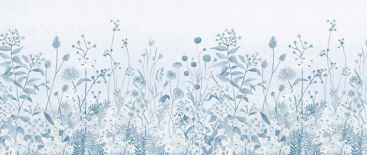 Lush Garden Mural – blue – 400x170 cm