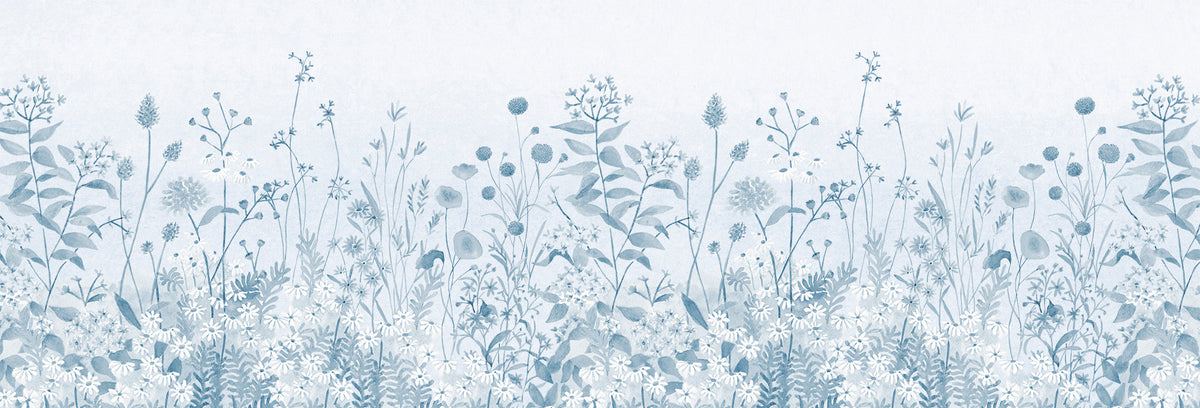 Lush Garden Mural – blue – 500x170 cm