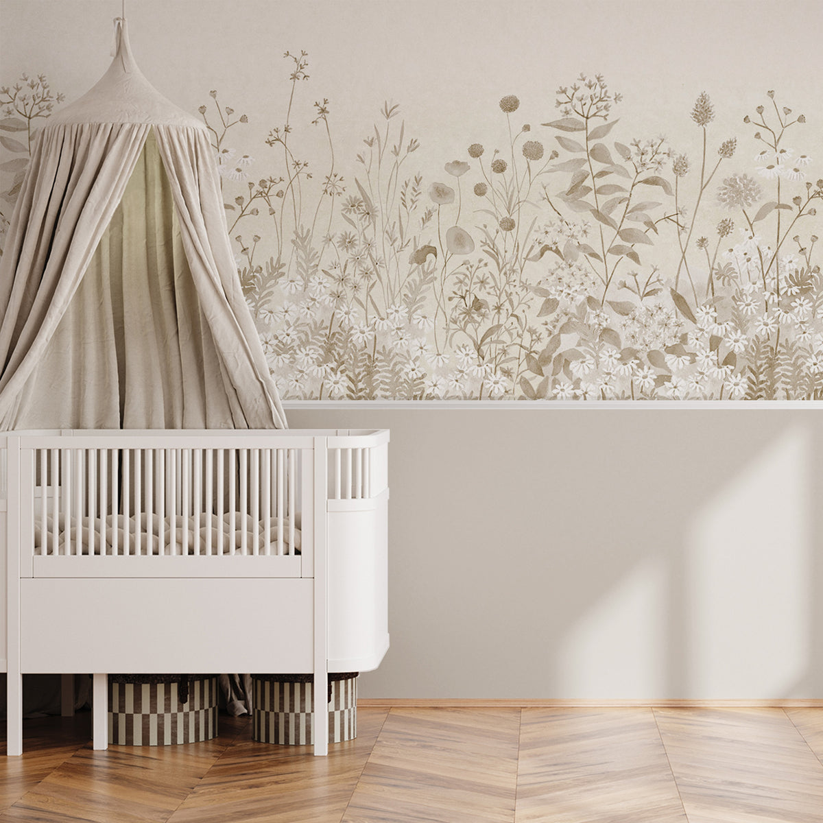 Lush Garden Mural – beige – half wall