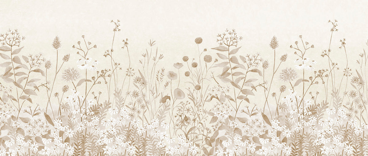 Lush Garden Mural – beige – 400x170 cm