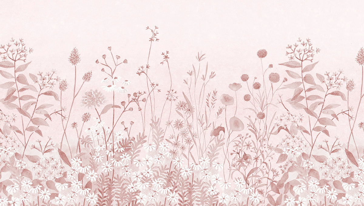 Lush Garden Mural – pink – 300x170 cm