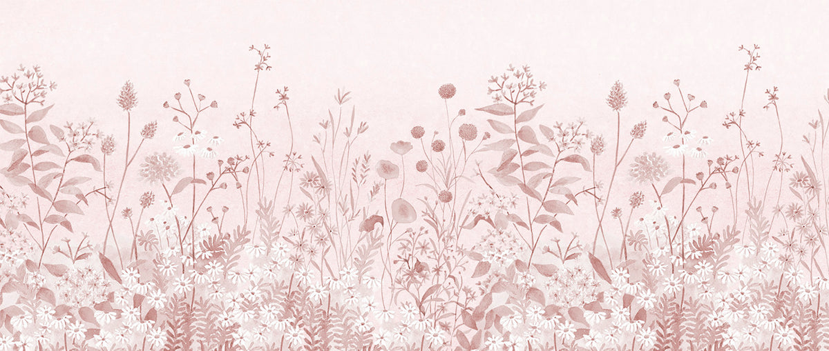 Lush Garden Mural – pink – 400x170 cm