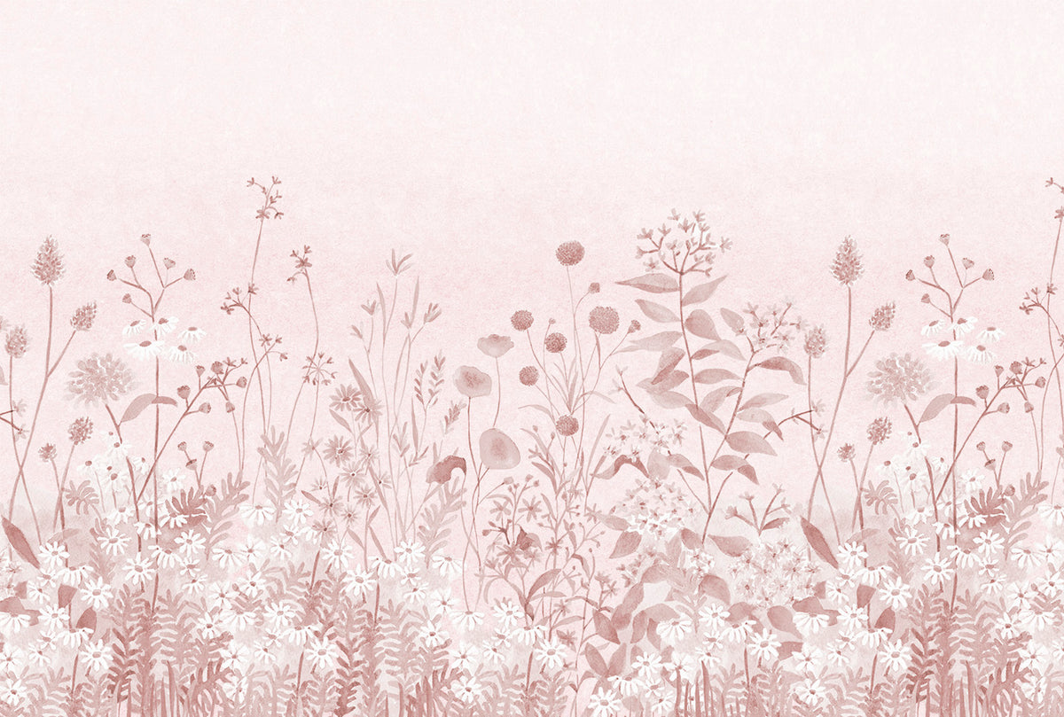 Lush Garden Mural – pink – 400x270 cm