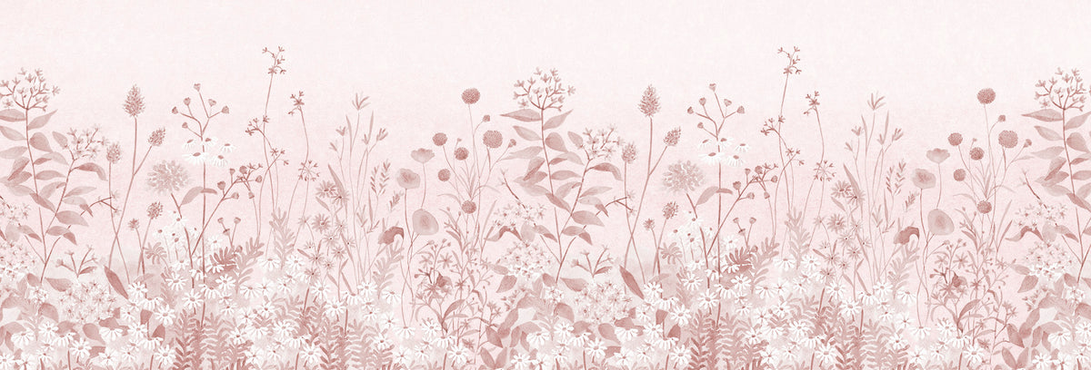Lush Garden Mural – pink – 500x170 cm