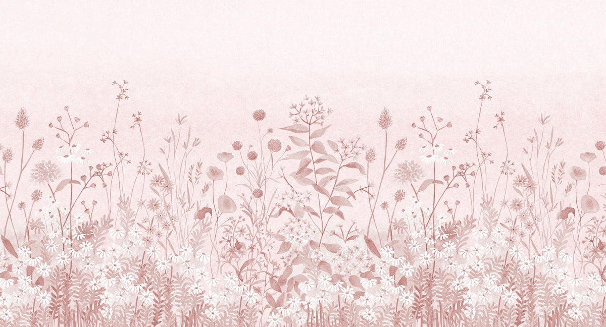 Lush Garden Mural – pink – 500x270 cm