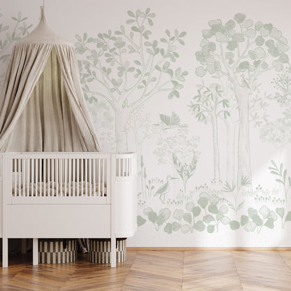 Mural de Parede Folhas Flutuantes – cor verde