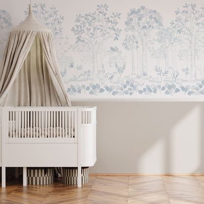 Mural de Parede Folhas Flutuantes – cor azul – meia parede