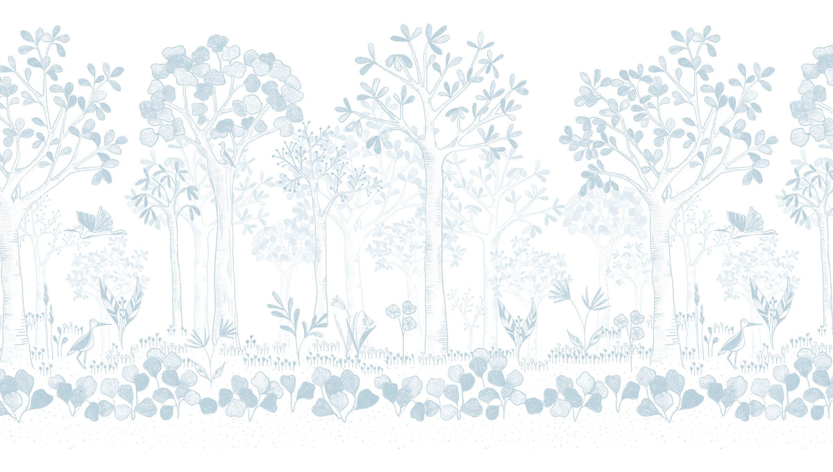 Mural de Parede Folhas Flutuantes – cor azul – 300x170 cm