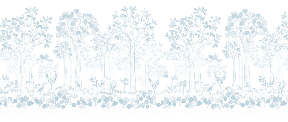 Mural de Parede Folhas Flutuantes – cor azul – 400x170 cm