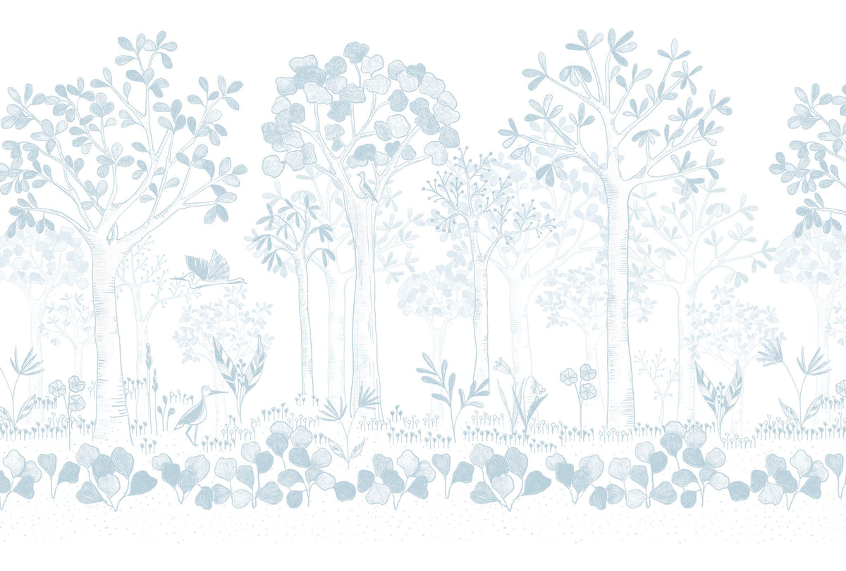 Mural de Parede Folhas Flutuantes – cor azul – 400x270 cm