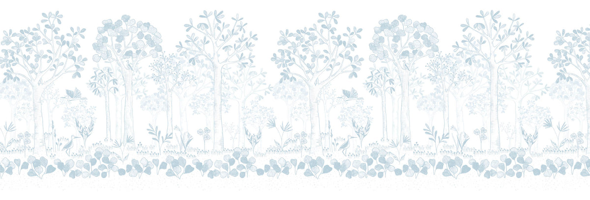 Mural de Parede Folhas Flutuantes – cor azul – 500x170 cm