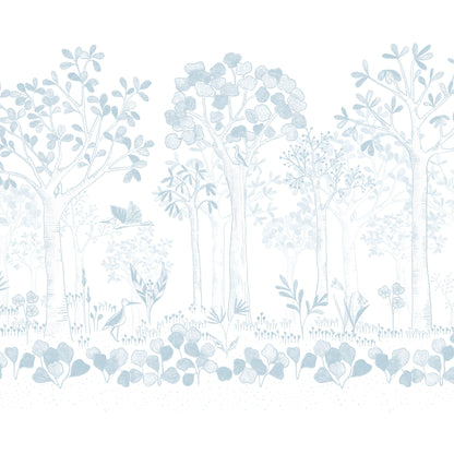Mural de Parede Folhas Flutuantes – cor azul