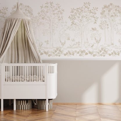 Mural de Parede Folhas Flutuantes – cor bege – meia parede