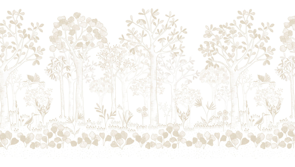 Mural de Parede Folhas Flutuantes – cor bege – 300x170 cm