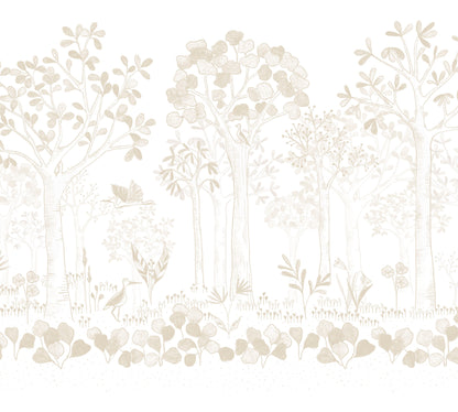 Mural de Parede Folhas Flutuantes – cor bege – 300x270 cm
