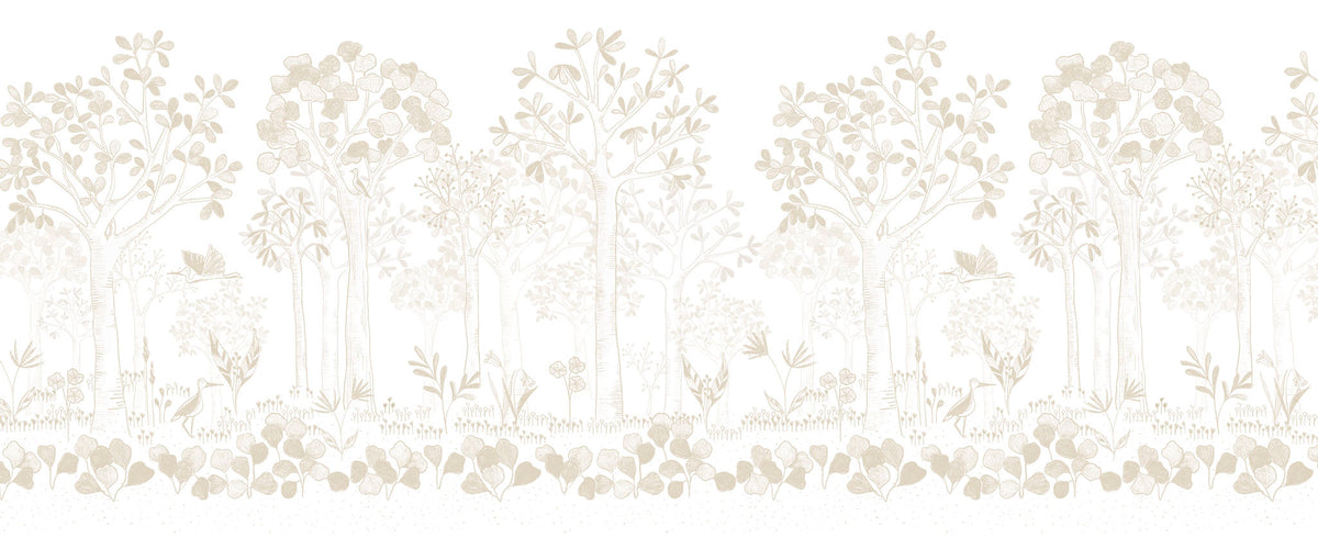 Mural de Parede Folhas Flutuantes – cor bege – 400x170 cm