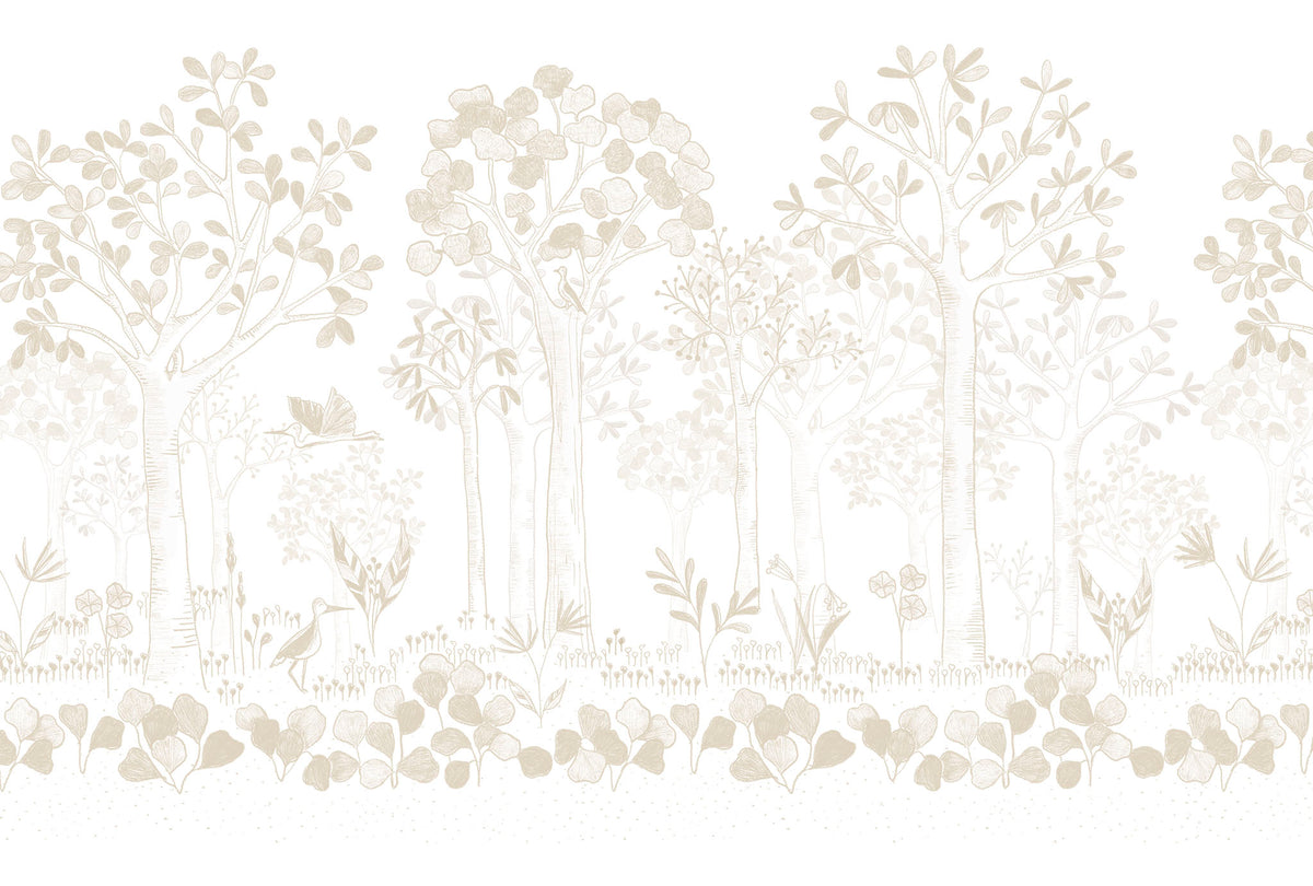 Mural de Parede Folhas Flutuantes – cor bege – 400x270 cm