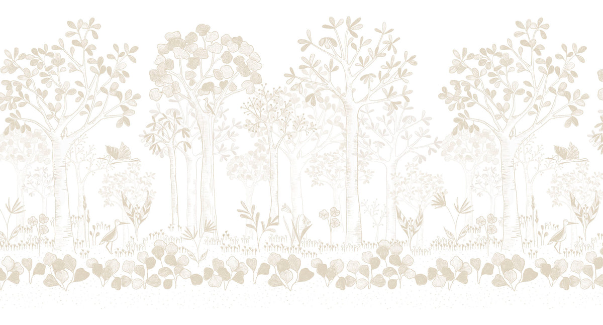 Mural de Parede Folhas Flutuantes – cor bege – 500x270 cm