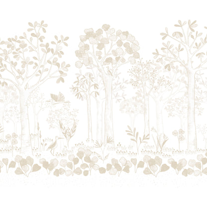 Mural de Parede Folhas Flutuantes – cor bege