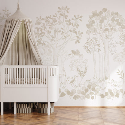 Mural de Parede Folhas Flutuantes – cor bege