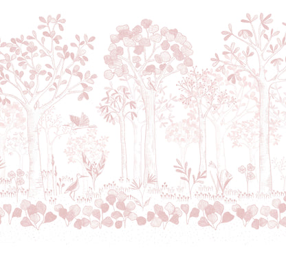 Mural de Parede Folhas Flutuantes – cor rosa – 300x270 cm