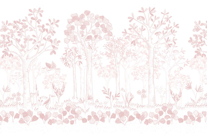 Mural de Parede Folhas Flutuantes – cor rosa – 400x270 cm