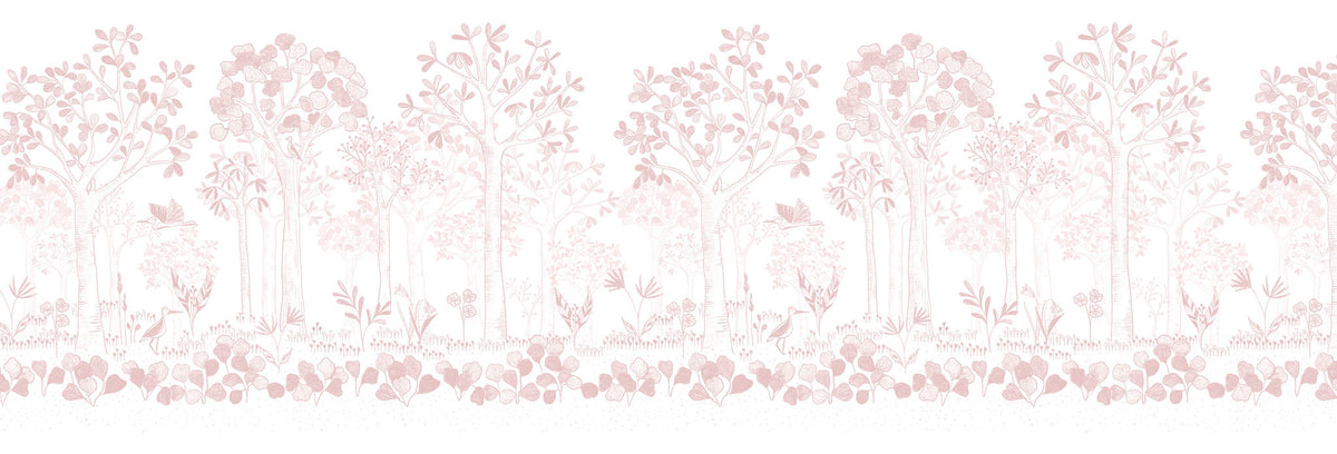 Mural de Parede Folhas Flutuantes – cor rosa – 500x170 cm