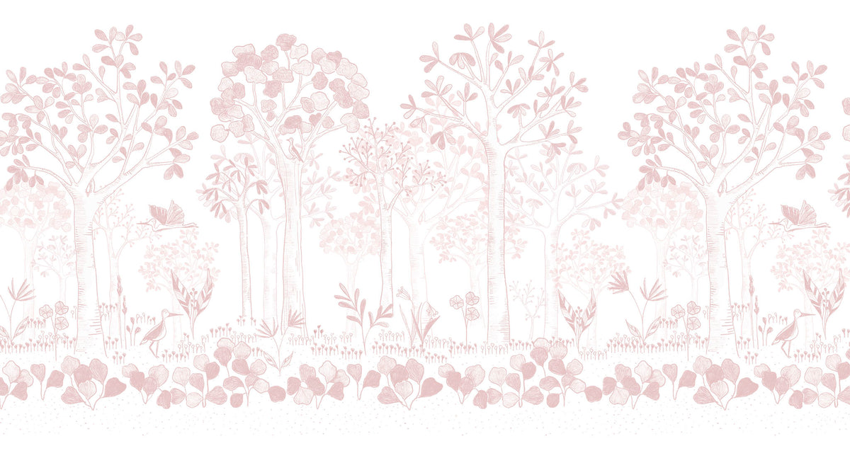 Mural de Parede Folhas Flutuantes – cor rosa – 500x270 cm