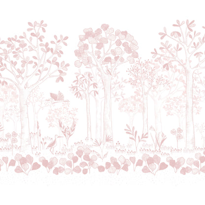 Mural de Parede Folhas Flutuantes – cor rosa
