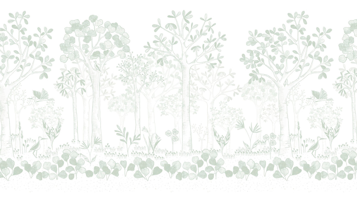 Mural de Parede Folhas Flutuantes – cor verde – 300x170 cm