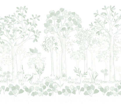 Mural de Parede Folhas Flutuantes – cor verde – 300x270 cm