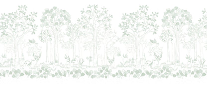 Mural de Parede Folhas Flutuantes – cor verde – 400x170 cm