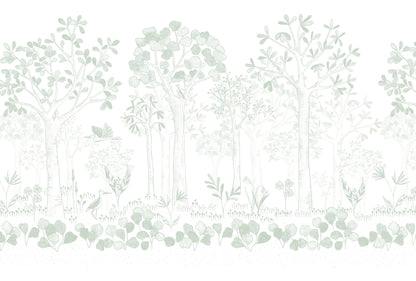 Mural de Parede Folhas Flutuantes – cor verde – 400x270 cm