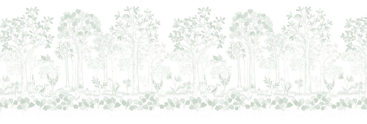 Mural de Parede Folhas Flutuantes – cor verde – 500x170 cm