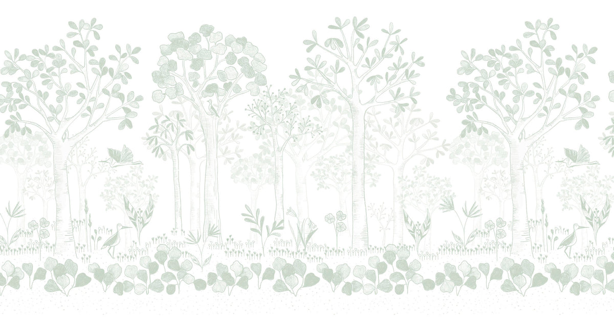 Mural de Parede Folhas Flutuantes – cor verde – 500x270 cm