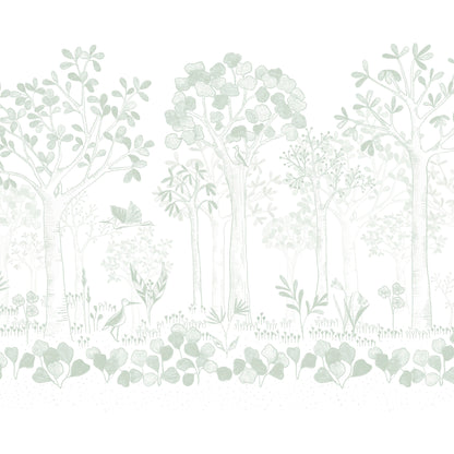 Mural de Parede Folhas Flutuantes – cor verde