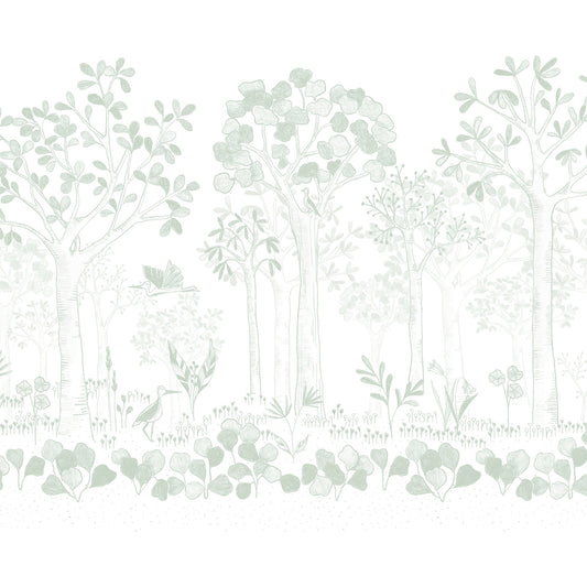 Floating Leaves Mural – green