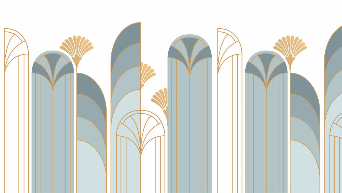 Art Deco Arch Mural – blue – 300x170 cm