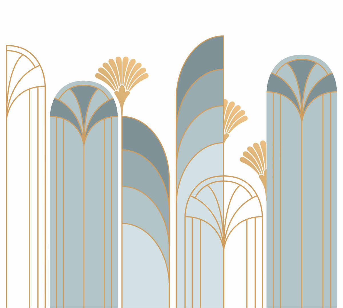 Art Deco Arch Mural – blue – 300x270 cm