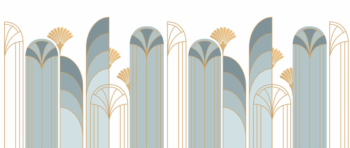 Art Deco Arch Mural – blue – 400x170 cm