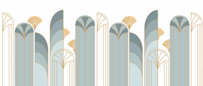 Art Deco Arch Mural – blue – 400x170 cm