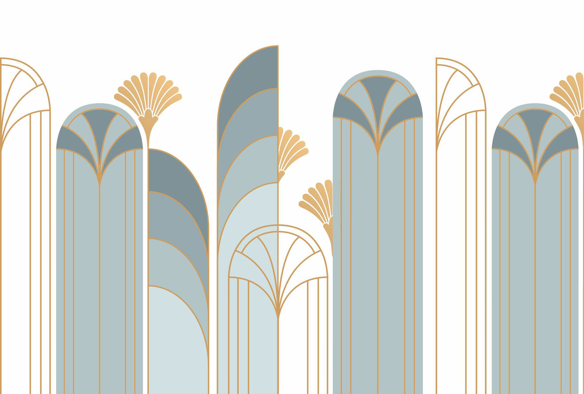 Art Deco Arch Mural – blue – 400x270 cm
